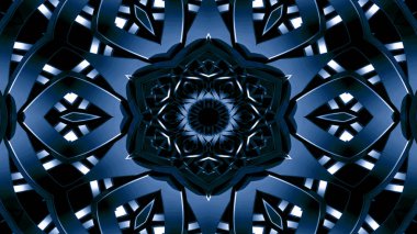Metal Sanayi ve teknoloji kavramı simetrik desen süs dekoratif Kaleidoscope hareketi geometrik daire ve yıldız şekiller soyut