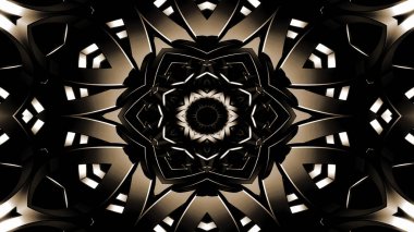 Metal Sanayi ve teknoloji kavramı simetrik desen süs dekoratif Kaleidoscope hareketi geometrik daire ve yıldız şekiller soyut