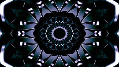 Metal Sanayi ve teknoloji kavramı simetrik desen süs dekoratif Kaleidoscope hareketi geometrik daire ve yıldız şekiller soyut