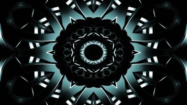 Metal Sanayi ve teknoloji kavramı simetrik desen süs dekoratif Kaleidoscope hareketi geometrik daire ve yıldız şekiller soyut