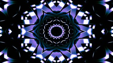 Metal Sanayi ve teknoloji kavramı simetrik desen süs dekoratif Kaleidoscope hareketi geometrik daire ve yıldız şekiller soyut