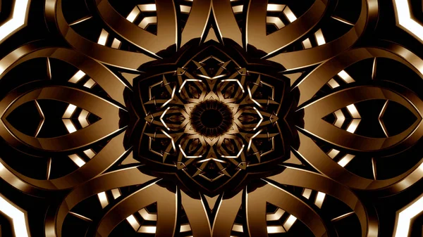 Abstract Metallic Industrial Technology Concept Symmetric Pattern Ornamental Decorative Kaleidoscope — Stock Photo, Image