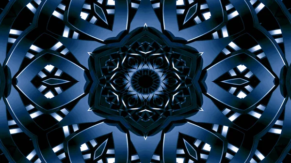 Abstrak Metallic Industrial Technology Concept Symmetric Pattern Ornamental Decorative Kaleidoscope — Stok Foto