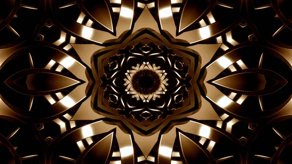 Abstract Metallic Industrial Technology Concept Symmetric Pattern Ornamental Decorative Kaleidoscope — Stock Photo, Image