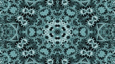 Metal Sanayi ve teknoloji kavramı simetrik desen süs dekoratif Kaleidoscope hareketi geometrik daire ve yıldız şekiller soyut