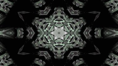 Metal Sanayi ve teknoloji kavramı simetrik desen süs dekoratif Kaleidoscope hareketi geometrik daire ve yıldız şekiller soyut