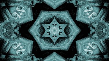Metal Sanayi ve teknoloji kavramı simetrik desen süs dekoratif Kaleidoscope hareketi geometrik daire ve yıldız şekiller soyut