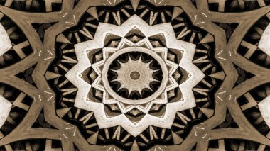 Metal Sanayi ve teknoloji kavramı simetrik desen süs dekoratif Kaleidoscope hareketi geometrik daire ve yıldız şekiller soyut