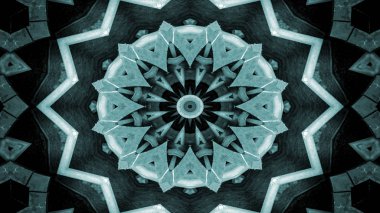 Metal Sanayi ve teknoloji kavramı simetrik desen süs dekoratif Kaleidoscope hareketi geometrik daire ve yıldız şekiller soyut