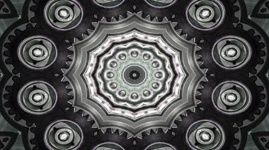 Metal Sanayi ve teknoloji kavramı simetrik desen süs dekoratif Kaleidoscope hareketi geometrik daire ve yıldız şekiller soyut