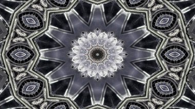 Metal Sanayi ve teknoloji kavramı simetrik desen süs dekoratif Kaleidoscope hareketi geometrik daire ve yıldız şekiller soyut