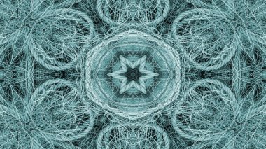 Fishnet ve balıkçılık satır kavramı simetrik desen süs dekoratif Kaleidoscope hareketi geometrik daire ve yıldız şekiller soyut