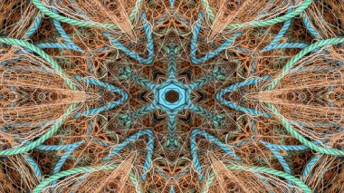 Fishnet ve balıkçılık satır kavramı simetrik desen süs dekoratif Kaleidoscope hareketi geometrik daire ve yıldız şekiller soyut