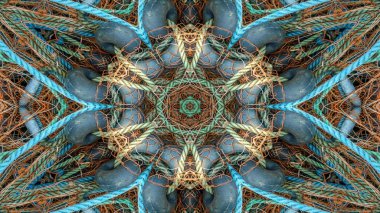 Fishnet ve balıkçılık satır kavramı simetrik desen süs dekoratif Kaleidoscope hareketi geometrik daire ve yıldız şekiller soyut