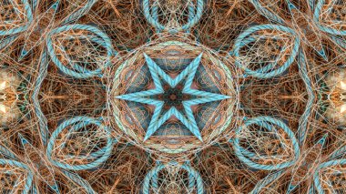 Fishnet ve balıkçılık satır kavramı simetrik desen süs dekoratif Kaleidoscope hareketi geometrik daire ve yıldız şekiller soyut
