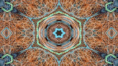 Fishnet ve balıkçılık satır kavramı simetrik desen süs dekoratif Kaleidoscope hareketi geometrik daire ve yıldız şekiller soyut