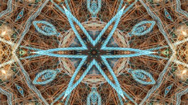 Fishnet ve balıkçılık satır kavramı simetrik desen süs dekoratif Kaleidoscope hareketi geometrik daire ve yıldız şekiller soyut