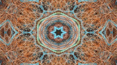 Fishnet ve balıkçılık satır kavramı simetrik desen süs dekoratif Kaleidoscope hareketi geometrik daire ve yıldız şekiller soyut