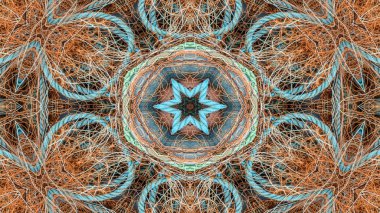 Fishnet ve balıkçılık satır kavramı simetrik desen süs dekoratif Kaleidoscope hareketi geometrik daire ve yıldız şekiller soyut