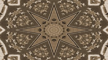 Soyut etnik otantik simetrik desen süs dekoratif Kaleidoscope hareketi geometrik daire ve yıldız şekli