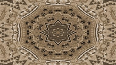 Soyut etnik otantik simetrik desen süs dekoratif Kaleidoscope hareketi geometrik daire ve yıldız şekli