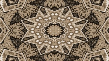 Soyut etnik otantik simetrik desen süs dekoratif Kaleidoscope hareketi geometrik daire ve yıldız şekli