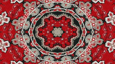 Soyut etnik otantik simetrik desen süs dekoratif Kaleidoscope hareketi geometrik daire ve yıldız şekli