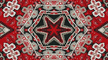 Soyut etnik otantik simetrik desen süs dekoratif Kaleidoscope hareketi geometrik daire ve yıldız şekli