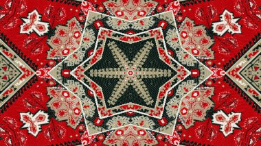 Soyut etnik otantik simetrik desen süs dekoratif Kaleidoscope hareketi geometrik daire ve yıldız şekli