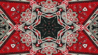 Soyut etnik otantik simetrik desen süs dekoratif Kaleidoscope hareketi geometrik daire ve yıldız şekli