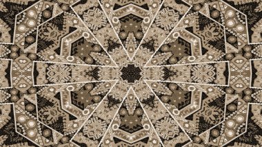 Soyut etnik otantik simetrik desen süs dekoratif Kaleidoscope hareketi geometrik daire ve yıldız şekli