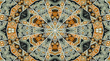 Soyut etnik otantik simetrik desen süs dekoratif Kaleidoscope hareketi geometrik daire ve yıldız şekli