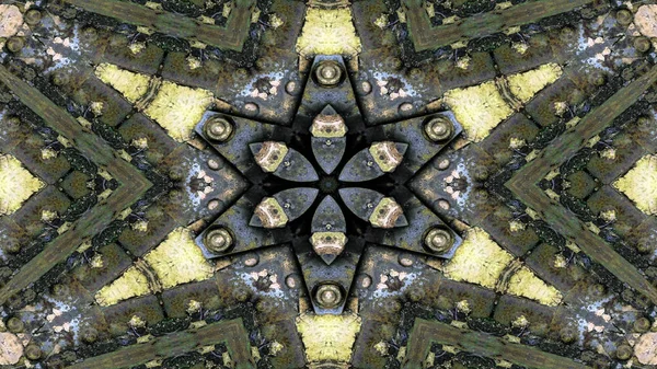 Abstrakt Metallisk Industri Teknologibegrep Symmetrisk Mønster Dekorativ Kaleidoskopbevegelse Geometrisk Sirkel – stockfoto