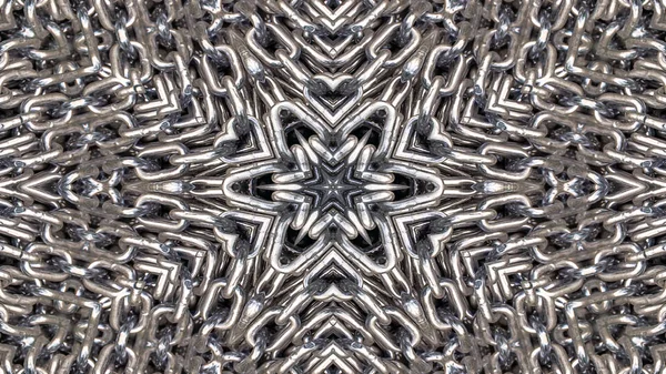 Absztrakt Metál Ipari Technológia Koncepció Szimmetrikus Minta Díszítő Dekoratív Kaleidoszkóp — Stock Fotó
