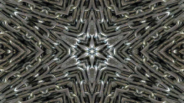 Abstract Metallic Industrial Technology Concept Symmetric Pattern Ornamental Decorative Kaleidoscope — Stock Photo, Image