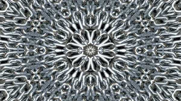 Abstrato Metálico Industrial Tecnologia Conceito Padrão Simétrico Ornamental Decorativo Caleidoscópio — Fotografia de Stock