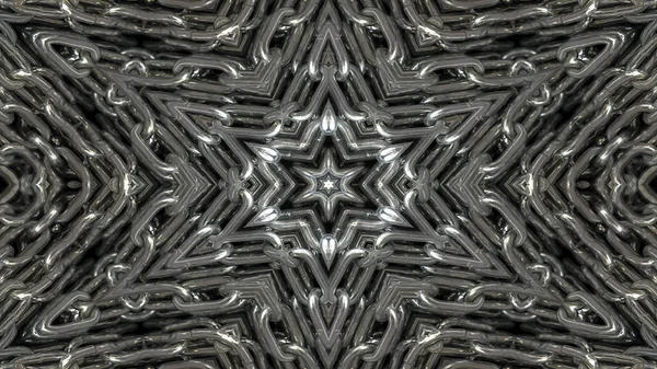 Abstraktes Metallisches Industrie Und Technologiekonzept Symmetrisches Muster Ornamentales Dekoratives Kaleidoskop — Stockfoto