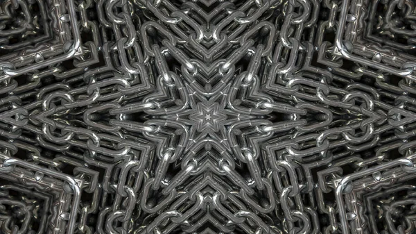 Abstracte Metalen Industriële Technologie Concept Symmetrisch Patroon Sier Decoratieve Caleidoscoop — Stockfoto