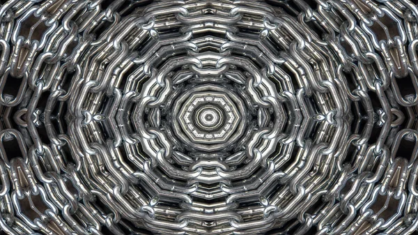 Abstrato Metálico Industrial Tecnologia Conceito Padrão Simétrico Ornamental Decorativo Caleidoscópio — Fotografia de Stock