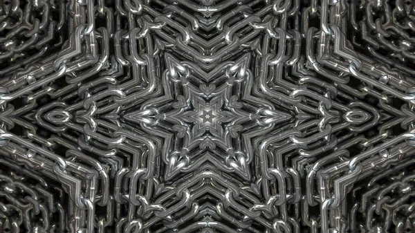 Abstraktes Metallisches Industrie Und Technologiekonzept Symmetrisches Muster Ornamentales Dekoratives Kaleidoskop — Stockfoto