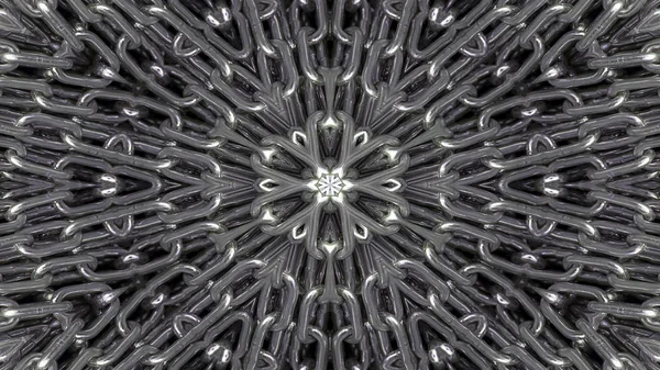 Abstraktes Metallisches Industrie Und Technologiekonzept Symmetrisches Muster Ornamentales Dekoratives Kaleidoskop — Stockfoto