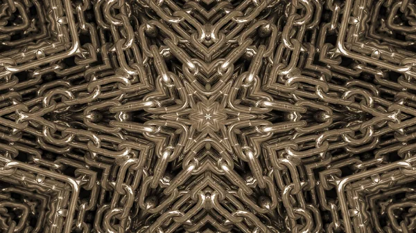 Résumé Concept Industriel Technologique Métallique Motif Symétrique Ornemental Kaléidoscope Décoratif — Photo