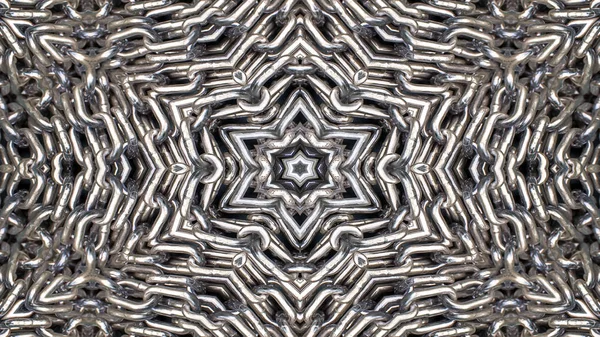 Abstraktes Metallisches Industrie Und Technologiekonzept Symmetrisches Muster Ornamentales Dekoratives Kaleidoskop — Stockfoto