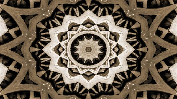 Abstract Metallic Industrial Technology Concept Symmetric Pattern Ornamental Decorative Kaleidoscope — Stock Photo, Image