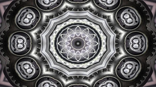 Metal Sanayi Teknoloji Kavramı Simetrik Desen Süs Dekoratif Kaleidoscope Hareketi — Stok fotoğraf