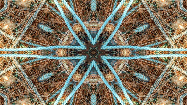 Abstraktní Síťované Rybaření Linky Koncept Symetrický Vzor Okrasné Dekorativní Kaleidoskop — Stock fotografie