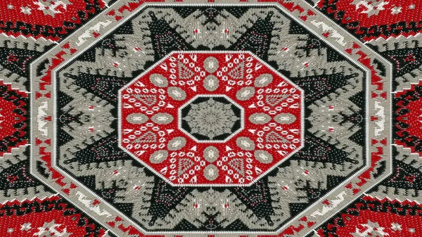 Abstrakte Ethnische Authentische Symmetrische Muster Ornamentale Dekorative Kaleidoskop Bewegung Geometrischer — Stockfoto