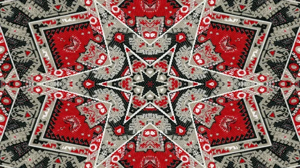 Abstraktní Etnické Autentické Symetrický Vzor Okrasné Dekorativní Kaleidoskop Hnutí Geometrické — Stock fotografie