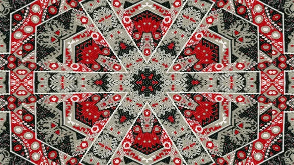 Abstrakte Ethnische Authentische Symmetrische Muster Ornamentale Dekorative Kaleidoskop Bewegung Geometrischer — Stockfoto