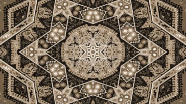 Soyut etnik otantik simetrik desen süs dekoratif Kaleidoscope hareketi geometrik daire ve yıldız şekli